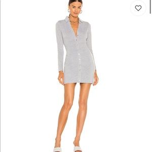 Farris Button Up Mini Dress in Heathered Grey NBD